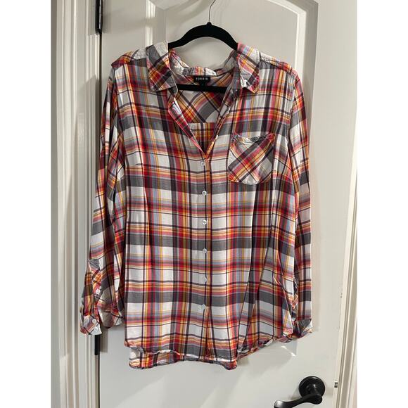 Torrid Lizzie Button-Up Shirt - Twill Multi Plaid NWT Plus Size 2X - Picture 2 of 5